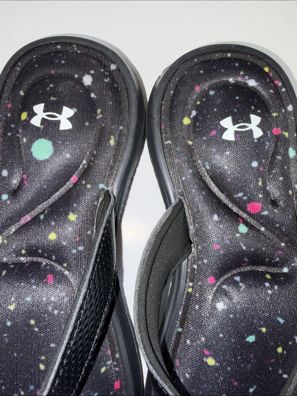 Under Armour Girls Galaxy Print Flip Flops Youth Size 3Y Black